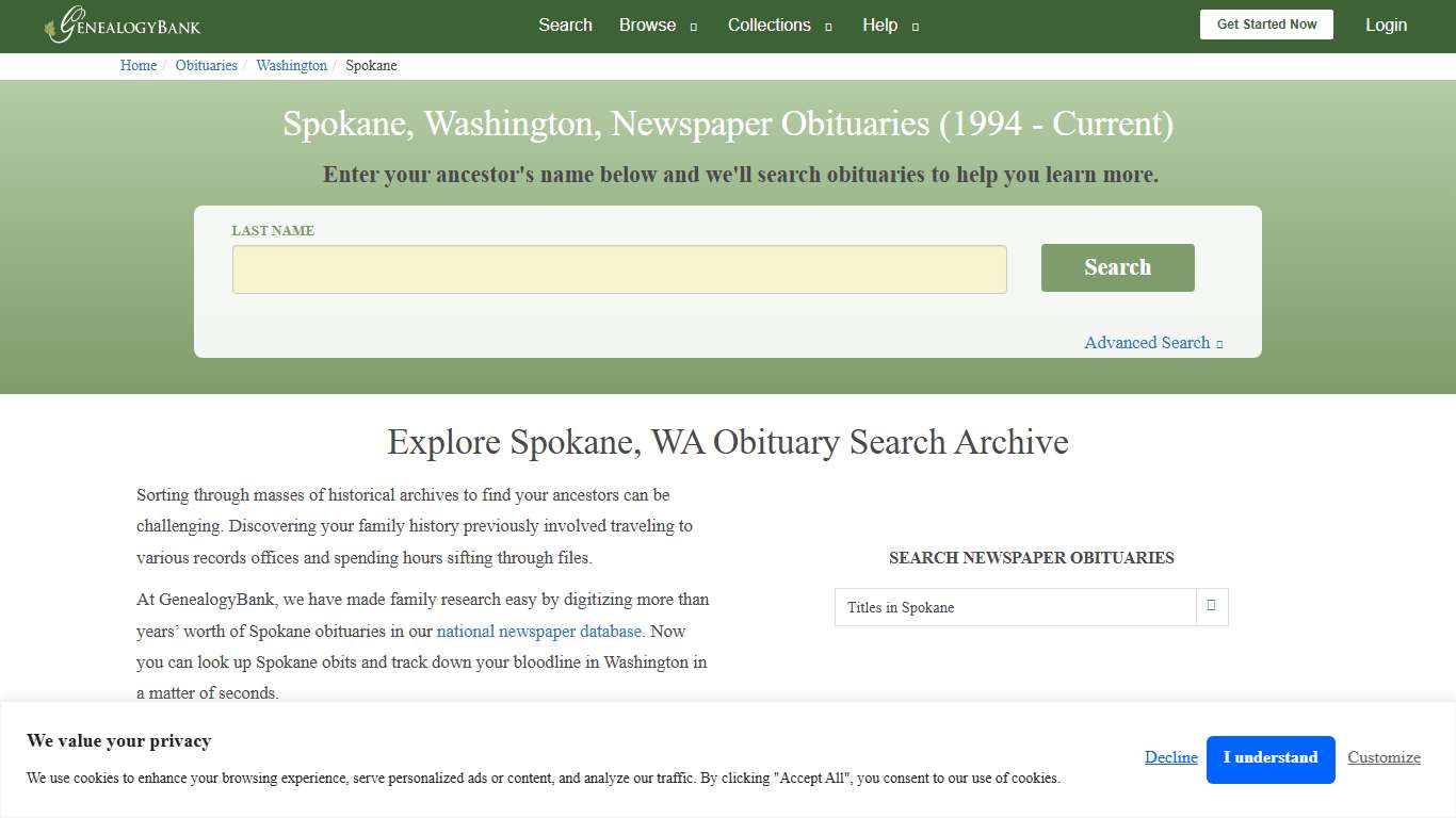 Spokane, Washington Obituary Archive Search GenealogyBank